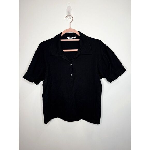 Uniqlo Tops - Uniqlo Polo Shirt Womens Medium Black Collared Short Sleeve Rugby Classic School